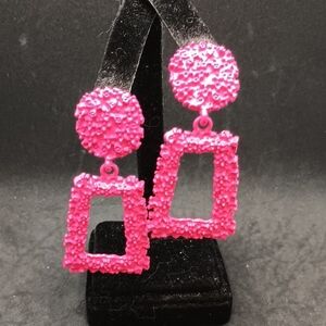 Pink Textured Statement Earrings